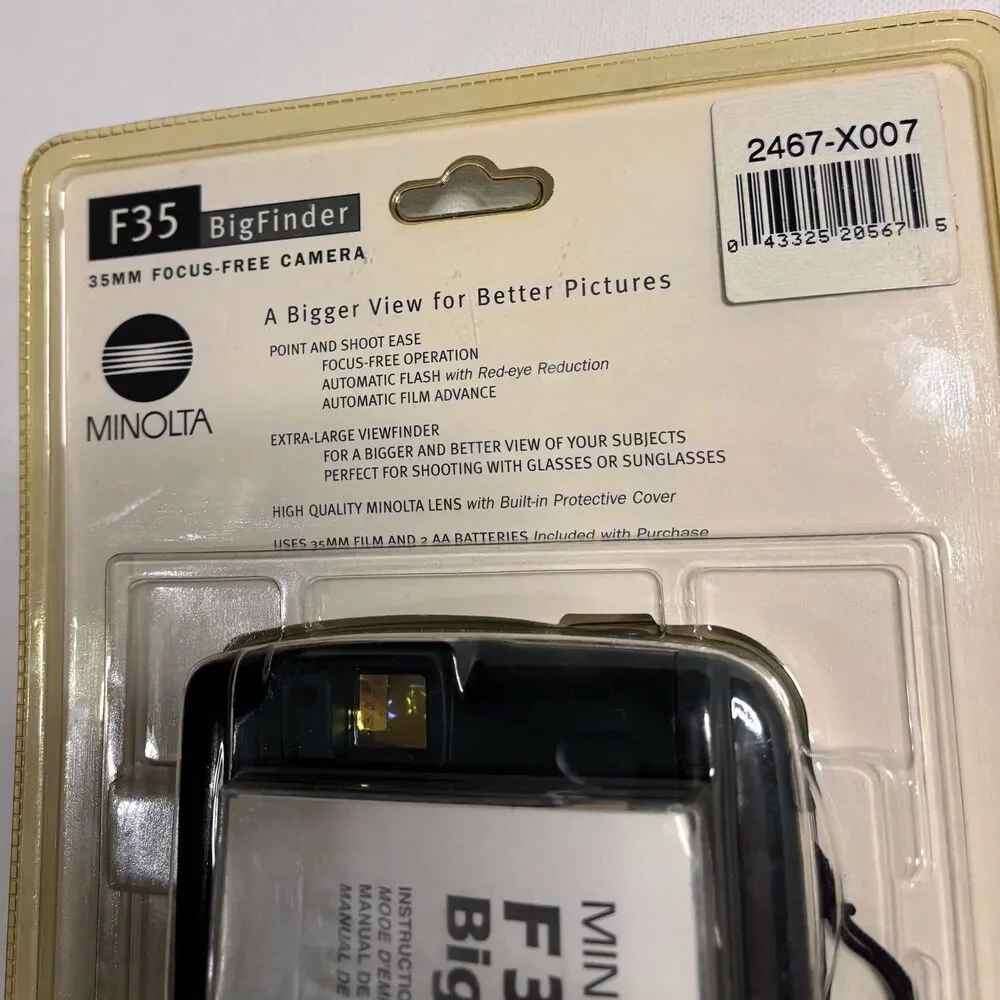 New Minolta F35 Big Finder Gold Point & Shoot 35mm Film Camera Vintage 90s Y2K
